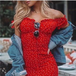 White Fox Boutique-Force of Nature Mini Dress in red. Size small.